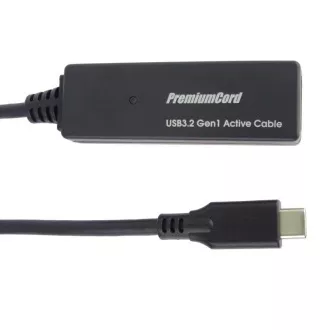 PremiumCord USB-C átjátszó és hosszabbító kábel férfi és női, 5Gbps 5m