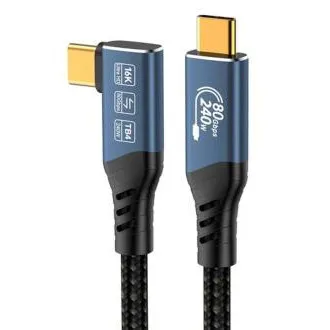 PremiumCord USB4 2.0-as verzió, 80 Gbps, 16K@60Hz, 240 W, Thunderbolt 3 és 4 kábel, hajlított, 1 m PremiumCord USB4 2.0-as verzió, 80 Gbps, 16K@60Hz, 240 W, Thunderbolt 3 és 4 kábel, hajlított, 1 m