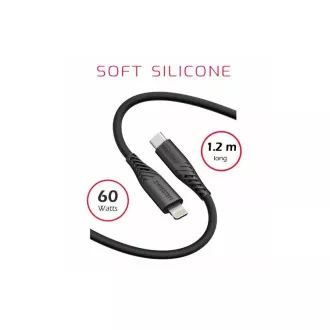 SWISSTEN ADATKÁBEL PUHA SZILIKON USB-C / LIGHTNING 1,2 M 60W FEKETE