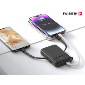 SWISSTEN POWER BANK 10 000 mAh PD 20 W, beépített USB-C és Lightning kábelekkel (MagSafe-kompatibilis) SWISSTEN POWER BANK 10 000 mAh PD 20 W, beépített USB-C és Lightning kábelekkel (MagSafe-kompatibilis)