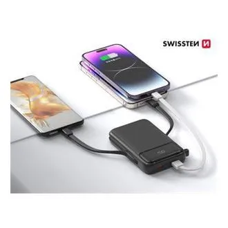SWISSTEN POWER BANK 10 000 mAh PD 20 W, beépített USB-C és Lightning kábelekkel (MagSafe-kompatibilis) SWISSTEN POWER BANK 10 000 mAh PD 20 W, beépített USB-C és Lightning kábelekkel (MagSafe-kompatibilis)