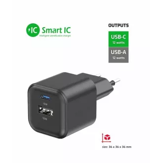 SWISSTEN HÁLÓZAT ADAPTER 12W 1x USB-C 1x USB-A FEKETE SWISSTEN HÁLÓZAT ADAPTER 12W 1x USB-C 1x USB-A FEKETE