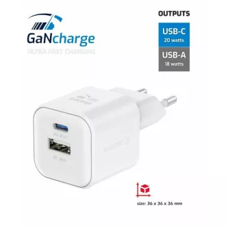 SWISSTEN HÁLÓZAT ADAPTER GaN 1x USB-C 20W PD A 1x USB-A 18W QC FEHÉR SWISSTEN HÁLÓZAT ADAPTER GaN 1x USB-C 20W PD A 1x USB-A 18W QC FEHÉR