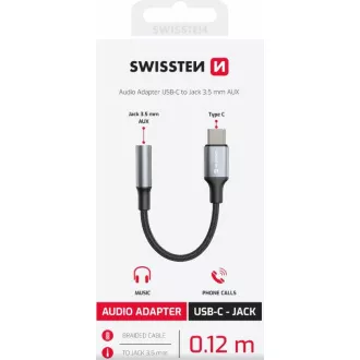 SWISSTEN AUDIO ADAPTER TEXTIL USB-C (férfi) / 3,5mm AUX 0,15 M FEKETE (a 73501301 helyett) SWISSTEN AUDIO ADAPTER TEXTIL USB-C (férfi) / 3,5mm AUX 0,15 M FEKETE (a 73501301 helyett)