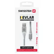 SWISSTEN ADATKÁBEL KEVLÁR USB / LIGHTNING 1,5 M FEHÉR