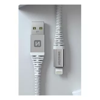 SWISSTEN ADATKÁBEL KEVLÁR USB / LIGHTNING 1,5 M FEHÉR