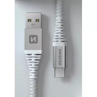SWISSTEN ADATKÁBEL KEVLÁR USB/USB-C 1,5 M FEHÉR