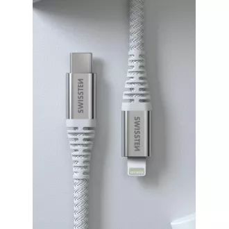 SWISSTEN ADATKÁBEL KEVLAR USB-C / LIGHTNING 1,5 M FEHÉR