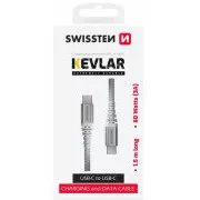 SWISSTEN ADATKÁBEL KEVLAR USB-C / USB-C 1,5 M FEHÉR