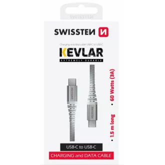 SWISSTEN ADATKÁBEL KEVLAR USB-C / USB-C 1,5 M FEHÉR
