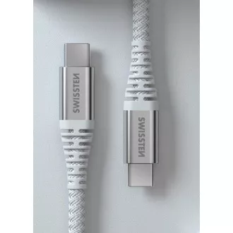SWISSTEN ADATKÁBEL KEVLAR USB-C / USB-C 1,5 M FEHÉR