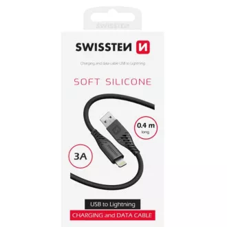 SWISSTEN ADATKÁBEL PUHA SZILIKON USB-A / LIGHTNING 0.4 M FEKETE SWISSTEN ADATKÁBEL PUHA SZILIKON USB-A / LIGHTNING 0.4 M FEKETE