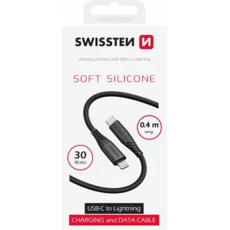 SWISSTEN ADATKÁBEL PUHA SZILIKON USB-C / LIGHTNING 0.4 M FEKETE SWISSTEN ADATKÁBEL PUHA SZILIKON USB-C / LIGHTNING 0.4 M FEKETE