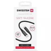SWISSTEN ADATKÁBEL PUHA SZILIKON USB-C / USB-C 0,4 M FEKETE