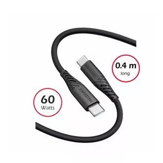 SWISSTEN ADATKÁBEL PUHA SZILIKON USB-C / USB-C 0,4 M FEKETE