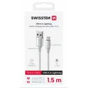 SWISSTEN ADATKÁBEL TEXTILE II USB / LIGHTNING 1,5 M FEHÉR