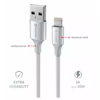 SWISSTEN ADATKÁBEL TEXTILE II USB / LIGHTNING 1,5 M FEHÉR