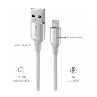 SWISSTEN ADATKÁBEL TEXTILE II USB / LIGHTNING 1,5 M FEHÉR