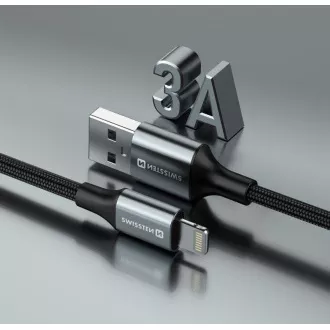 SWISSTEN ADATKÁBEL TEXTILE II USB / LIGHTNING 1,5 M FEKETE