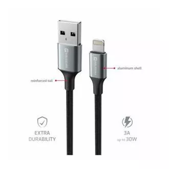 SWISSTEN ADATKÁBEL TEXTILE II USB / LIGHTNING 1,5 M FEKETE