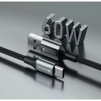 SWISSTEN ADATKÁBEL TEXTILE II USB / USB-C 1,5 M FEKETE