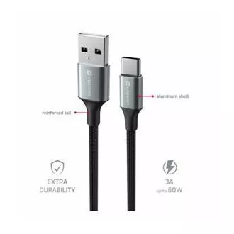 SWISSTEN ADATKÁBEL TEXTILE II USB / USB-C 1,5 M FEKETE