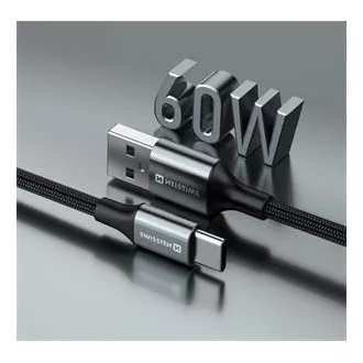 SWISSTEN ADATKÁBEL TEXTILE II USB / USB-C 1,5 M FEKETE
