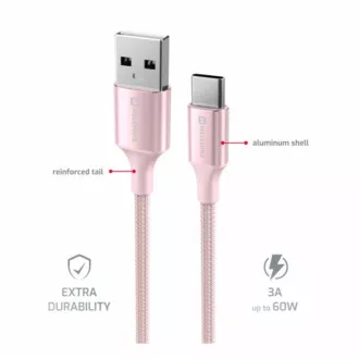 SWISSTEN ADATKÁBEL TEXTILE II USB / USB-C 1,5 M RÓZSASZÍNŰ SWISSTEN ADATKÁBEL TEXTILE II USB / USB-C 1,5 M RÓZSASZÍNŰ