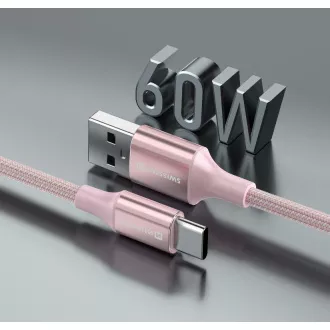 SWISSTEN ADATKÁBEL TEXTILE II USB / USB-C 1,5 M RÓZSASZÍNŰ SWISSTEN ADATKÁBEL TEXTILE II USB / USB-C 1,5 M RÓZSASZÍNŰ