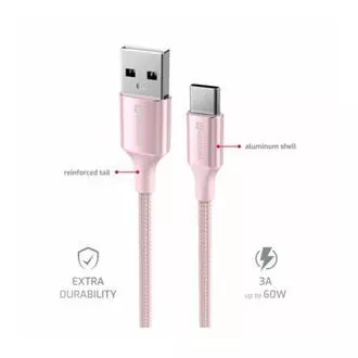 SWISSTEN ADATKÁBEL TEXTILE II USB / USB-C 1,5 M RÓZSASZÍNŰ SWISSTEN ADATKÁBEL TEXTILE II USB / USB-C 1,5 M RÓZSASZÍNŰ