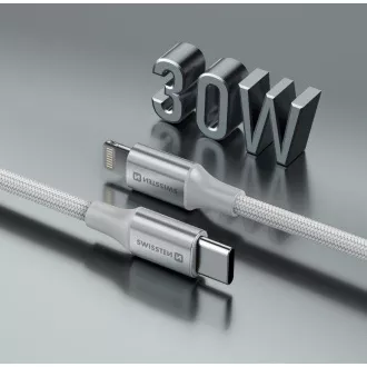 SWISSTEN ADATKÁBEL TEXTILE II USB-C / LIGHTNING 1,5 M FEHÉR
