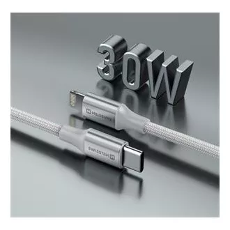 SWISSTEN ADATKÁBEL TEXTILE II USB-C / LIGHTNING 1,5 M FEHÉR