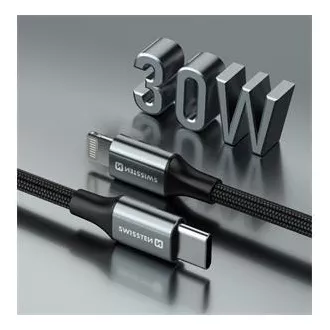 SWISSTEN ADATKÁBEL TEXTILE II USB-C / LIGHTNING 1,5 M FEKETE SWISSTEN ADATKÁBEL TEXTILE II USB-C / LIGHTNING 1,5 M FEKETE