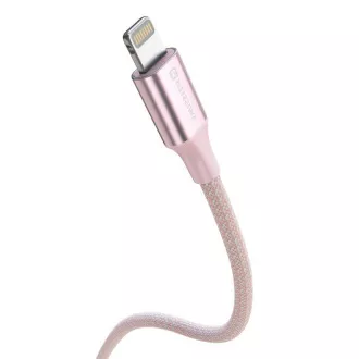 SWISSTEN ADATKÁBEL TEXTILE II USB-C / LIGHTNING 1,5 M RÓZSASZÍNŰ
