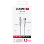 SWISSTEN ADATKÁBEL TEXTILE II USB-C / USB-C 1,5 M FEHÉR