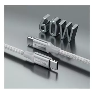 SWISSTEN ADATKÁBEL TEXTILE II USB-C / USB-C 1,5 M FEHÉR