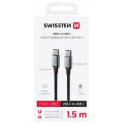 SWISSTEN ADATKÁBEL TEXTILE II USB-C / USB-C 1,5 M FEKETE