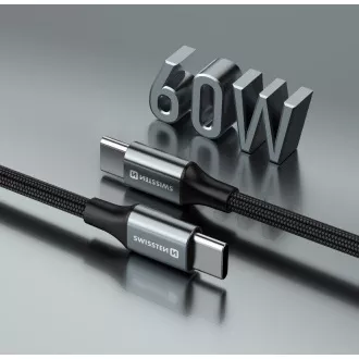 SWISSTEN ADATKÁBEL TEXTILE II USB-C / USB-C 1,5 M FEKETE
