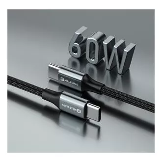 SWISSTEN ADATKÁBEL TEXTILE II USB-C / USB-C 1,5 M FEKETE