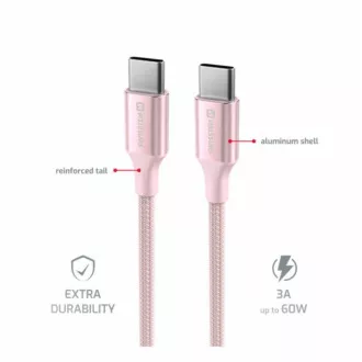SWISSTEN ADATKÁBEL TEXTILE II USB-C / USB-C 1,5 M RÓZSASZÍNŰ