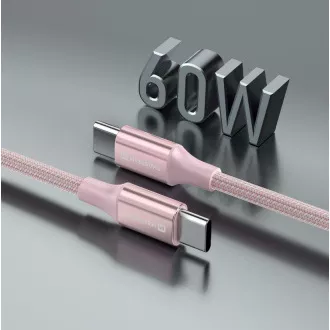 SWISSTEN ADATKÁBEL TEXTILE II USB-C / USB-C 1,5 M RÓZSASZÍNŰ