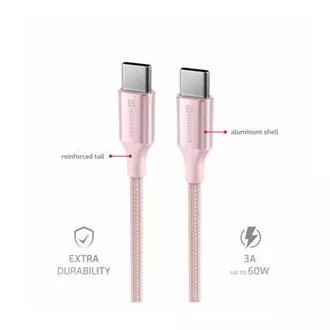 SWISSTEN ADATKÁBEL TEXTILE II USB-C / USB-C 1,5 M RÓZSASZÍNŰ