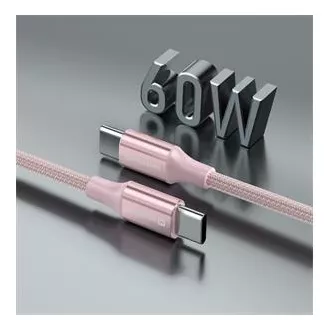 SWISSTEN ADATKÁBEL TEXTILE II USB-C / USB-C 1,5 M RÓZSASZÍNŰ