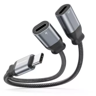 SWISSTEN TÖLTŐ AUDIO ADAPTER TEXTIL USB-C (férfi) / 2x USB-C (női) 0,12 M FEKETE SWISSTEN TÖLTŐ AUDIO ADAPTER TEXTIL USB-C (férfi) / 2x USB-C (női) 0,12 M FEKETE