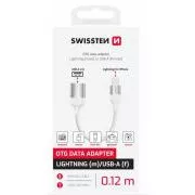 SWISSTEN OTG ADAPTER TEXTIL LIGHTNING (férfi) / USB-A (női) 0,12 M FEHÉR