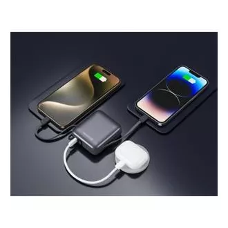 SWISSTEN POWER BANK 10000 mAh INTEGRÁLT USB-C ÉS LIGHTNING Kábellel SILVER SILVER SILVER