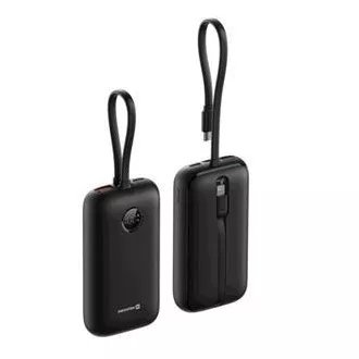 SWISSTEN POWER BANK VOLTBOX 35W 10000 mAh BEÁLLÍTOTT USB-C ÉS LIGHTNING KABELEK FEKETE