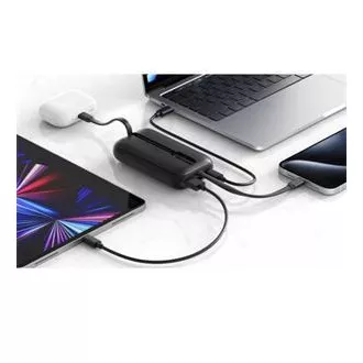 SWISSTEN POWER BANK VOLTBOX 35W 10000 mAh BEÁLLÍTOTT USB-C ÉS LIGHTNING KABELEK FEKETE
