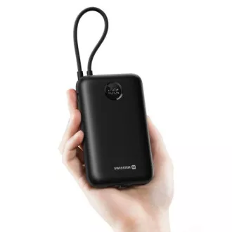 SWISSTEN POWER BANK VOLTBOX 35W 20000 mAh INTEGRÁLT USB-C ÉS LIGHTNING KABELEK FEKETE