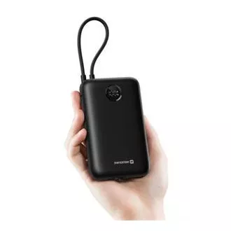 SWISSTEN POWER BANK VOLTBOX 35W 20000 mAh INTEGRÁLT USB-C ÉS LIGHTNING KABELEK FEKETE